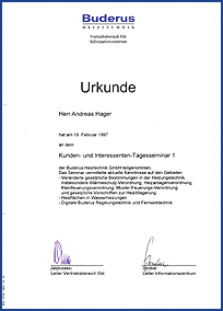 Buderus "Kunden- und
Interessenten Tagesseminar 1"