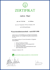 Handwerkskammer Chemnitz
"Wasserinstallationstechnik"